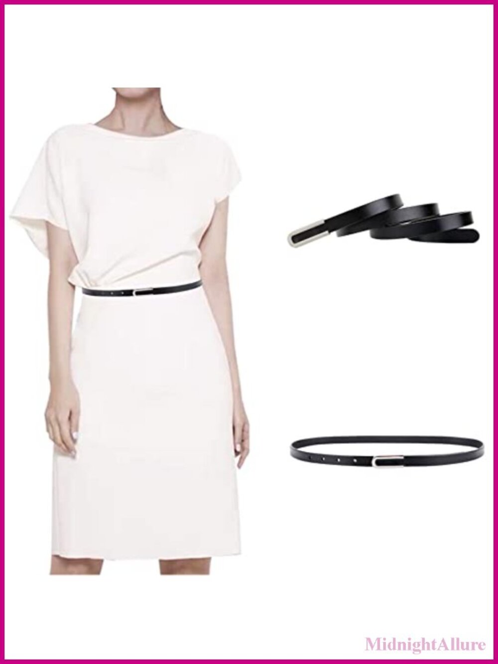 Skinny Slim Genuine Leather Belt Thin Waist Belt Silver Chrome Buckle